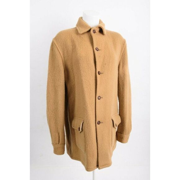 Vintage 1930s Hudson Bay Point Blanket Coat Womens Wool Tan Brown Sz L XL RARE - Picture 4 of 5